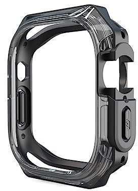 ANZOAT Paquete de medio estuche transparente de policarbonato para reloj Apple Watch Ultra 8, 7, 6, 5, 4, 3, 2, SE de 40 mm, 44 mm, 41 mm, 45 mm (negro y negro, 41 mm)