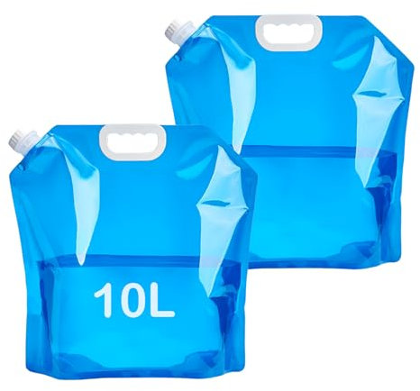 LIURFLNC 2 Stück Wasserkanister Faltbar, Faltkanister, Faltbarer Wasserkanister mit Dichtem Deckel, Flexibler Faltkanister 10L für Outdoor Camping Wandern Festival Wasserbeutel Wassersack