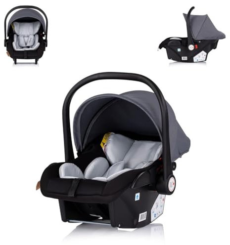 Chipolino Babyschale Amore i-Size Gruppe 0+ (0-13 kg) Kissen Griff verstellbar, Farbe:grau gemustert