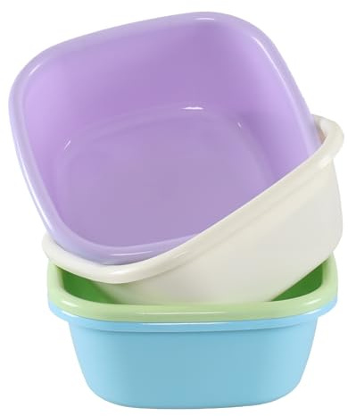 Yuright 10L Square Small Washing up Bowl Set of 4, Plastic Colored Washbowl | Wash Bowl for Kitchen Sink