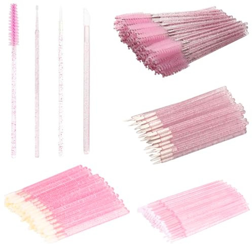 Errshing 350 Scovolino Sopracciglia Microbrush Ciglia Set, 100 Pennello Ciglia Monouso+100 Pennelli Labbra Usa e Getta+100 Micro Pennelli+50 Bastoncino Pulizia, Dettagli per Sopracciglia Labbra Occhio