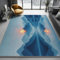 Tapis en Flanelle 100 X 150 Cm – Chinois Montagnes Lacs, Ultra Doux, Lavable, Antidérapant, Poils Ras, Ne Peluche Pas Bleu Orange – pour Chambre, Cuisine, Salon Tapis en Faux Laine
