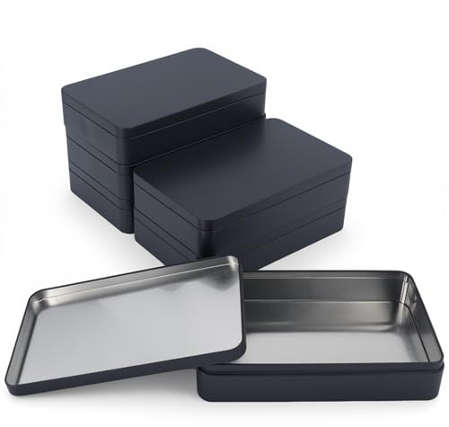 Thintinick 6 Stück rechteckige Blechdosen, 18,8 x 11,5 x 4 cm, Schwarz | Leer, Für Geschenk, Für Schmuck, Für Zuhause