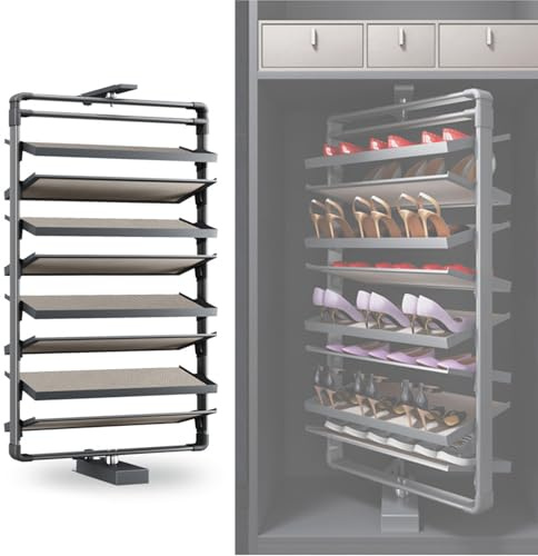 Zapatero Giratorio De 360°organizador De Zapatos Rotación Estante De Almacenamiento Metal Zapatos Moderno Altura Ajustablede Para La Entrada La Sala De Estar Pasill Debajo De Escaleras Gray 5-layer