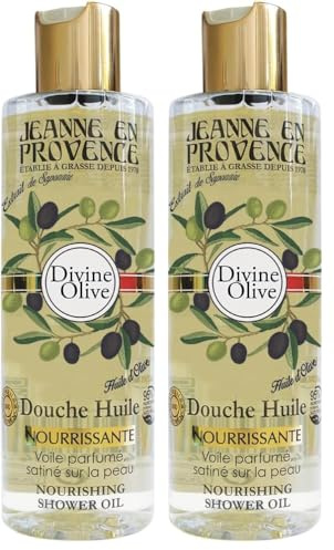 JEANNE EN PROVENCE - Douche Huile Divine Olive - Nettoie, Nourrit & Parfume - Gel Douche Pour Peaux Sèches - 95% d'Ingrédients d'Origine Naturelle - Fabriqué en France à Grasse - 250 ml (Lot de 2)