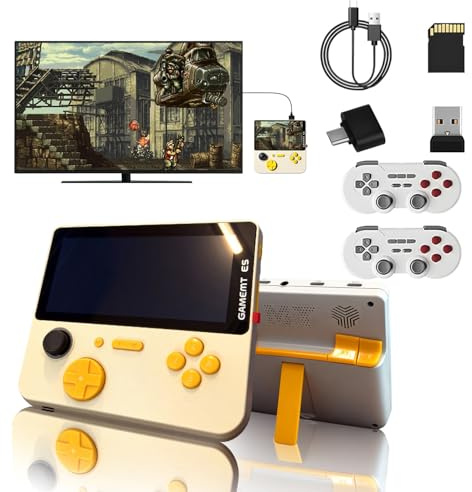 E5 2-in-1 Retro Game Stick, 5 IPS Handheld Console & TV Game Stick with 20000+ Games, 4K HDMI Output, Dual 2.4G Wireless Controllers, Plug & Play Classic Arcade for Family Game Night & Gift for Adult