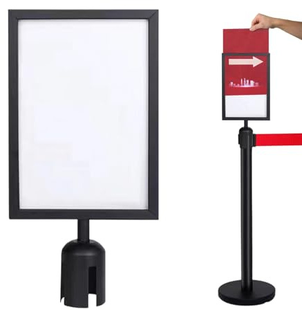 Standing Sign Holder,A4 Pedestal Double Sided Poster Frame | Heavy Duty Vertical Display Frame - for Crowd Control Guidance Sentry Museum Commercial Queue Exhibition Shopping Mall