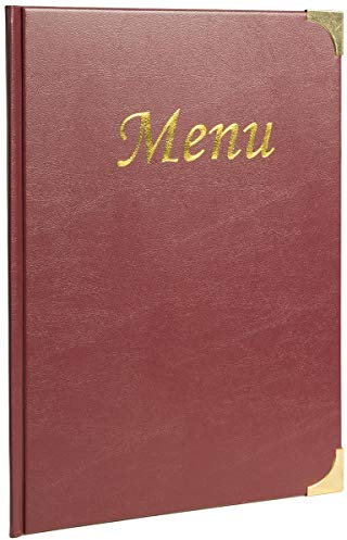 SECURIT - Speisekarte Basic Line - 4 feste, doppelseitige Einleger = 8 DIN A4-Seiten - Für Cafés, Bars, Restaurants - PVC - Bordeauxrot