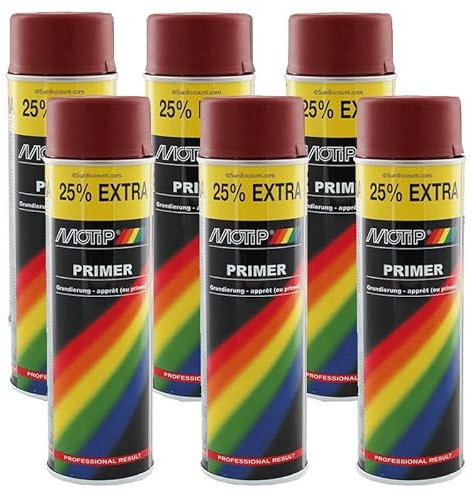 Lot de 6 Bombes de Peinture - Apprêt - Rouge - Motip