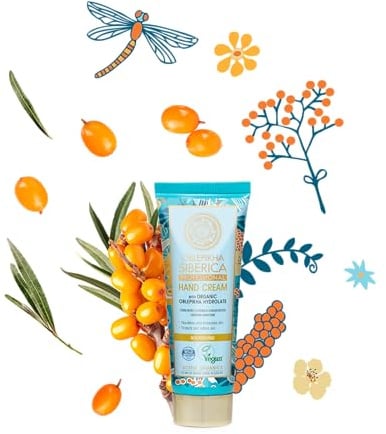Natura Siberica Handcreme Oblepikha 75 ml – mit Sanddorn – Handpflege | Pflanzenöle spenden Feuchtigkeit, unterstützen Geschmeidigkeit & hinterlassen gepflegte Haut