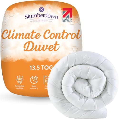 Slumberdown Climate Control Double Duvet 13.5 Tog - UK Made, Extra Warm, Non-Allergenic, Ideal for Cold Winter Nights, Cosy & Washable - Adaptive Temperature-Regulating Double Quilt (200 x 200cm)