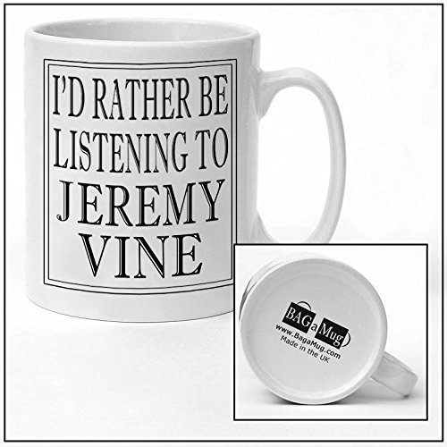 I'd Rather be Listening to Jeremy Vine Black and White BBC Radio presenenters DJ Ceramic Mug New Unique Easy Gift for All Occasions