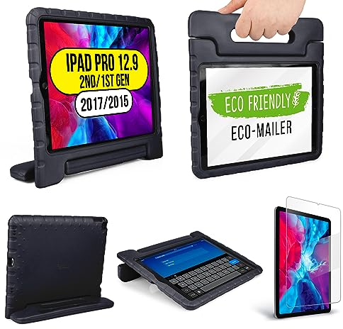 Official Cooper Dynamo Kids iPad Pro 12.9 Case for 1st/2nd Generation (2015/2017) | Unbreakable Protection, Magic Handle, Stand & Pencil Holder (NOT FOR 2018-2022 3rd-6th Gen) (Licorice Black)