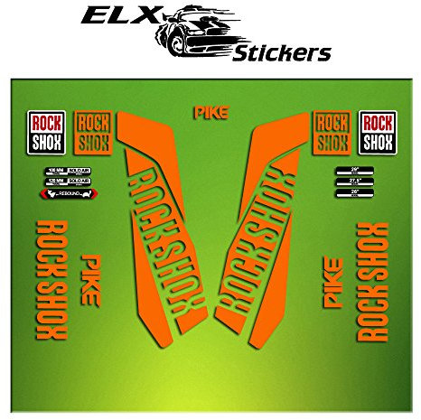 Pegatinas HORQUILLA Rock Shox Pike 2016 ELX27 Stickers Aufkleber AUTOCOLLANT ADESIVI Bicicleta Cycle MTB Bike 29 Naranja/Orange
