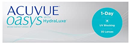 ACUVUE OASYS 1-Day Tageskontaktlinsen helfen das Gefühl von müden & trockenen Augen zu reduzieren – Tageskontaktlinsen mit -8.5 dpt und BC 9 – UV Schutz & Komfortables Tragegefühl – 30 Linsen