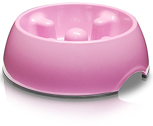 Dogit Go-Slow Anti-Gulp Dog Bowl, Small, 300 ml, Pink
