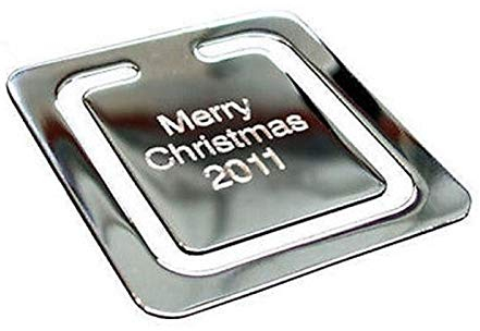 Lesezeichen quadratisch, Chrom poliert, personalisierbar durch Gravur, in Geschenkbox