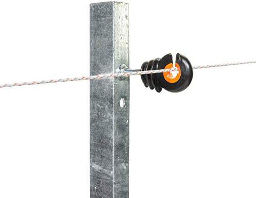 Gallagher | Ringisolator XDI für Metallpfähle (10 Stk.) | UV-stabil & witterungsbeständig | Verzinktes Schraubgewinde 2,5 cm | Kurzschlusssicher & robust | Für Draht, Cord & Seil