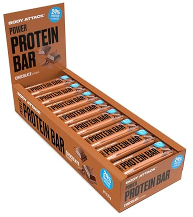 Body Attack Proteinriegel Chocolate, 24 x 35 g | Fitness Protein Riegel fettarm, Eiweißriegel mit wichtigen Vitaminen, Made in Germany