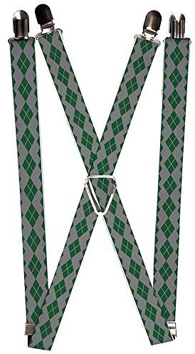 Buckle Down Herren Suspenders-Joker Diamonds Gray/Green Strumpfhalter, Mehrfarbig, Einheitsgröße