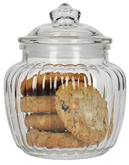KitchenCraft Home Made Small Glass Storage Jar, Airtight Container with Lid, Stylish Pantry/Kitchen Accessories, 600 ml (1 Pint) – Clear