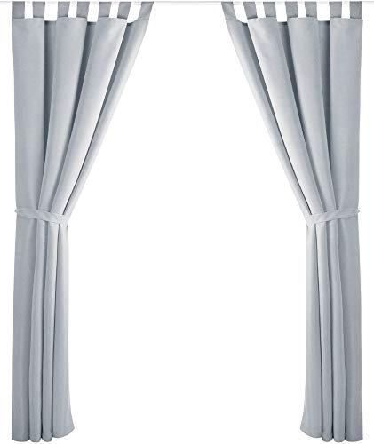 Bestlivings 2er Set Dekoschal mit Schlaufe, inkl. Raffhalter & Haken, hellgrau in 140x245 cm