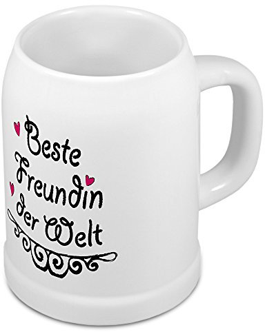 printplanet Bierkrug mit Aufdruck Beste Freundin der Welt - Motiv Textart V1, Liebesmotiv, Namenstasse, Becher, Maßkrug, Humpen