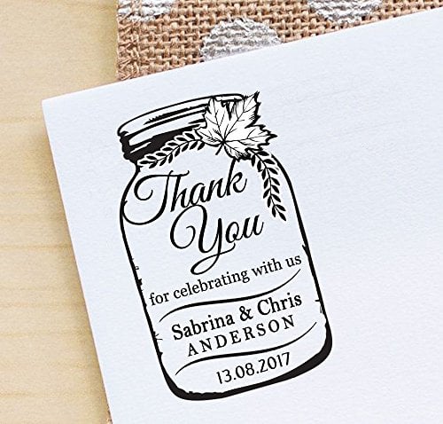Custom Wedding Self Inking Rubber Stamper Thank You Mason Jar Stamps Gifts Ideas