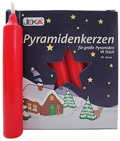 16er Pack Pyramidenkerzen Weihnachtskerzen groß, rot, ca. 17 x 105 mm (16 x 18 Stück) Christbaumkerzen, Kerzen