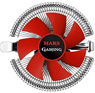 Mars Gaming MCPU1V2 - Disipador CPU (PWM, 90 mm, Perfil bajo y Soporte hidráulico) Color Rojo