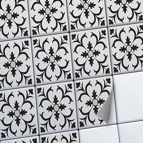CREATISTO Mosaik Klebefliesen Stickerfliesen Fliesenfolie - Selbstklebende Fliesen Folie I Stickerfliesen - Mosaikfliesen für Küche, Bad, WC Bordüre (20x25 cm I 48 -Teilig)