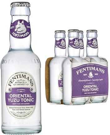 Fentimans Oriential Yuzu Tonic Water - Botanically Brewed Water - Infused with Yuzu Extracts and Herbal Undertones - Low Calorie, Gluten Free and Vegan Friendly Soft Drinks - 4 x 200 ml