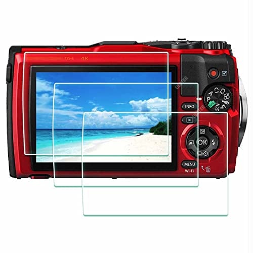 ULBTER Screen Protector for Olympus TG-7 TG-6 TG-5 TG-4 TG7 Red Black, OM SYSTEM Tough TG-7 0.3mm 9H Hardness TG6 TG5 TG4 Tempered Glass Screen Cover, Anti-Scrach Anti-Dust [3 Pack]