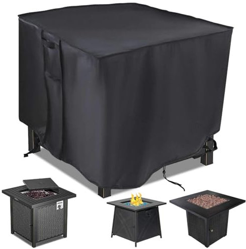 Kasla Fire Pit Cover Square 32”x32” - Waterproof Heavy Duty Patio Fire Pit Table Cover, Water Wind and UV Resistant