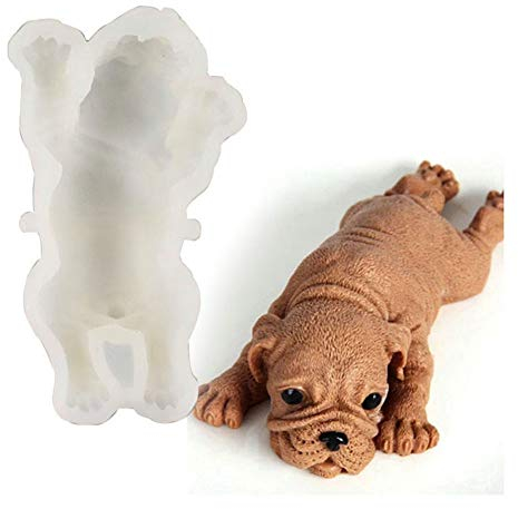 Egurs 3D Hund Silikonform Shar Pei Hund Mops Kuchenform DIY Fondant Schokolade Mousse Dekoration 6 inch