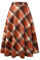 IDEALSANXUN Damen Karierte Wollröcke, elastische Taille, A-Linie, plissiert, Schottenkaro, lange Röcke, Lange Orange, Mittel