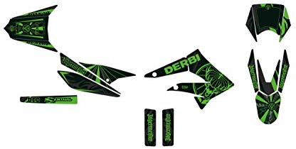 Deko-Set für Motorrad Cross Derbi X-Treme 50 von 2010 bis 2017, Transor, grün