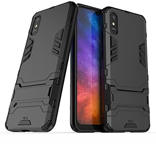 Max Power Digital Hülle für Xiaomi Redmi 9A / Redmi 9AT Standfunktion Handyhülle Stoßfeste Doppelschichter Schutzhülle Bumper Case Cover Outdoor Hart Hardcase mit Ständer (Xiaomi Redmi 9A, Schwarz)