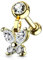 beyoutifulthings Knorpel 1 Ohr-stecker Schmetterling Anhänger Zirkonia Clear Gold Cartilage Piercing-s Tragus Edelstahl Schraub-Verschluss