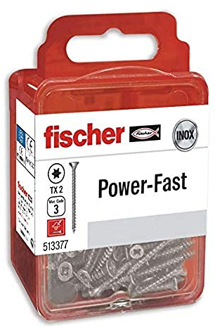 Fischer - Vis FPF-ST - Boîte de vis pour bois - Filetage total de 3,5 x 25 - Inox A2 - Blister de 20 unités