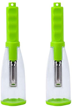 Pelaverdure, pelaverdure con Raccoglitore 2 Pz Frutta Verdura Pelaverdure Pialla Pigro manufatto Pelaverdure Contenitore per Cucina Frutta, Cetriolo, Carota, Mele, Kiwi