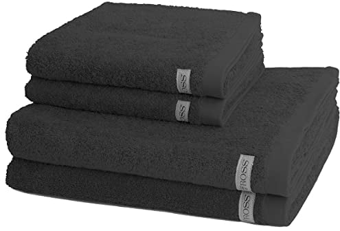 Ross Uni-Walk Handtücher Sinfonie 4009, Set 4-tlg Schiefer, 2X Handtuch 50x100 cm, 2X Duschtuch 70x140 cm