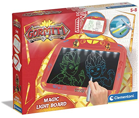 Clementoni - Gormiti LED-Effekte, leuchtende Magie, 3 Jahre, kreatives Spiel, löschbare Tafel, Zeichnungsset für Kinder, mehrfarbig, 16356