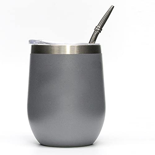 LTLWSH Mate Argentino - Kit Mate con un Vaso para Mate de Doble Pared de Acero Inoxidable y Bombilla para Mate, Resistente y Elegante,Gris