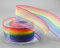 25 m x 40 mm Dekoband Chiffon Rainbow Regenbogen LGBTQ mit 6 Farben Schleifeband gestreigt Geschenkband Liebe Frieden Stolz Toleranz Symbol Flagge Deko Band doppelseitig zum dekorieren nähen verpacken