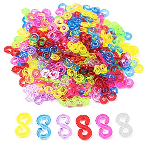 YUTOU 1000 Stück Bunte Loom Bänder Verschlüsse Loom Bands S-Clips Plastik Bunt Anschluss S-Clips Armband Strickwerkzeug Schnalle Loom Bänder Zubehör für Anschluss von Loom Band Armbänder Schmuck