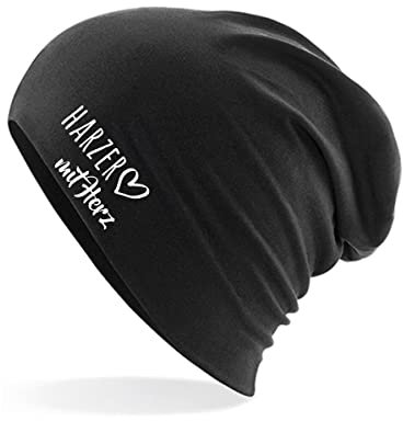 huuraa Beanie Harzer mit Herz Unisex Wintermütze Black mit Motiv für die tollsten Menschen Geschenk Idee für Freunde und Familie