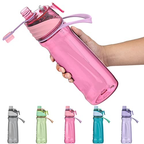 Healter 650ml Gourde brumisateur enfant Bouteille sport pour hydratation en extérieur Bouteille d'eau de cyclisme étanche pour Fitness et sports de plein,Rose(Stock limité)