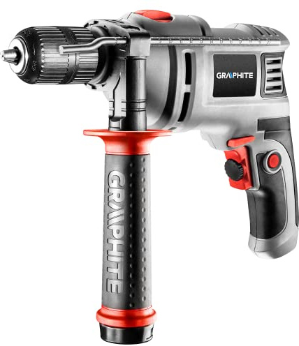 GRAPHITE Perceuse à percussion 650 W, mandrin 13 mm, vitesse de rotation 0-3000 tr/min, coffret + 10 forets