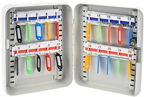 Schlüsselkasten Schlüsselschrank verstellbare Hakenleisten abschließbarer Kasten Sicherheitsschloß inklusive 2 Schlüssel 20 Haken